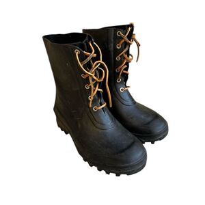 Tretorn Black Lace Up Combat Style Rain Boot Sz 37